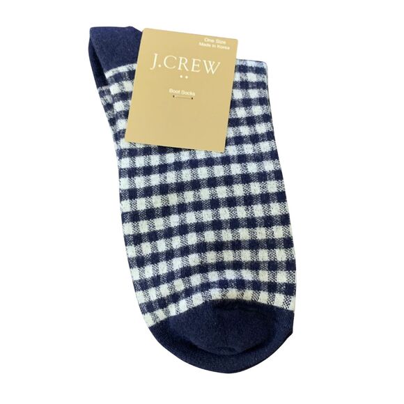 J.CREW Accessories - J.Crew Ruffle Ankle Socks Navy Gingham Check New With Tags